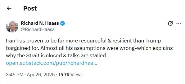ریچارد هاس: ایران بسیار کارآمدتر و مقاوم‌تر از تصور ترامپ است